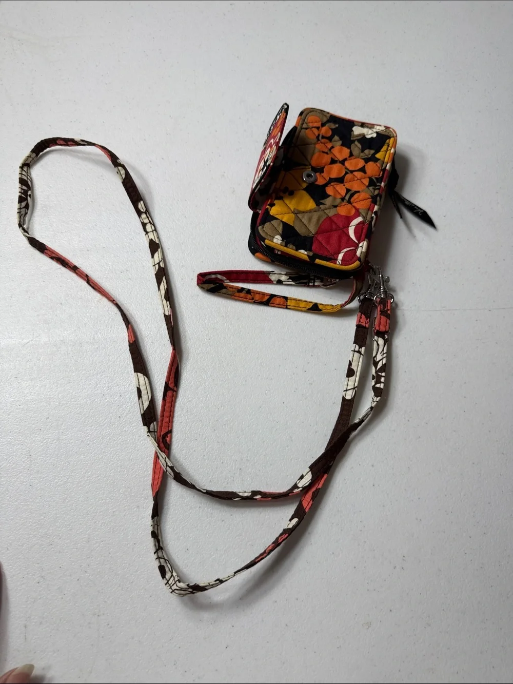 Vera Bradley Floral Quilted Key & Card Holder in Red, Orange, Yellow, Brown